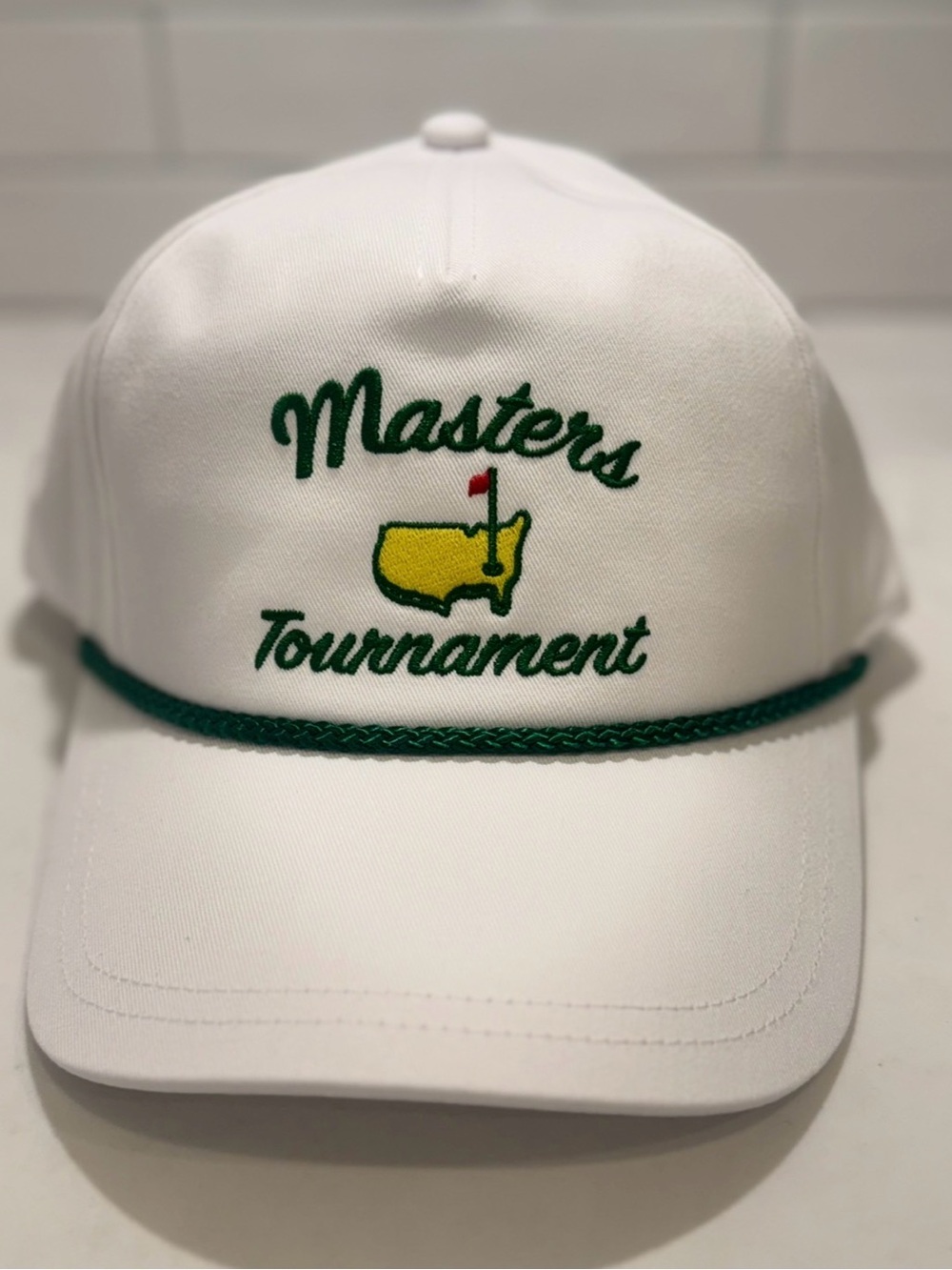 Masters Rope White Golf Hat with Green and Yellow Embroidery Augusta National